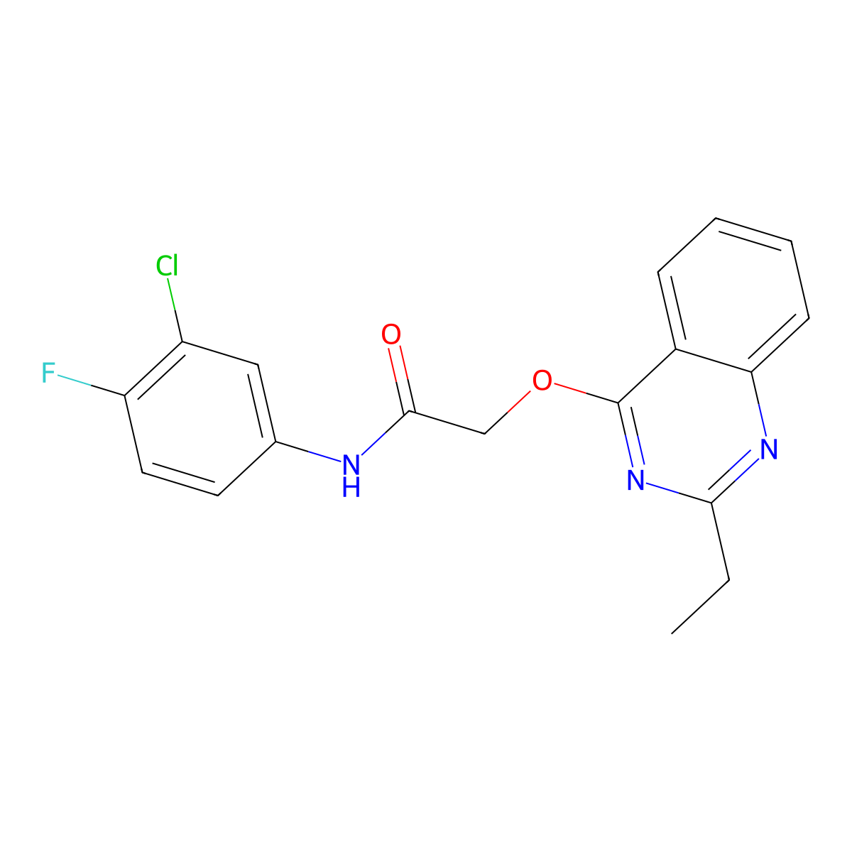 N-(3-chloro-4-fluorophenyl)-2-[(2-ethylquinazolin-4-yl)oxy]acetamide molecular structure, CAS 1115933-41-9