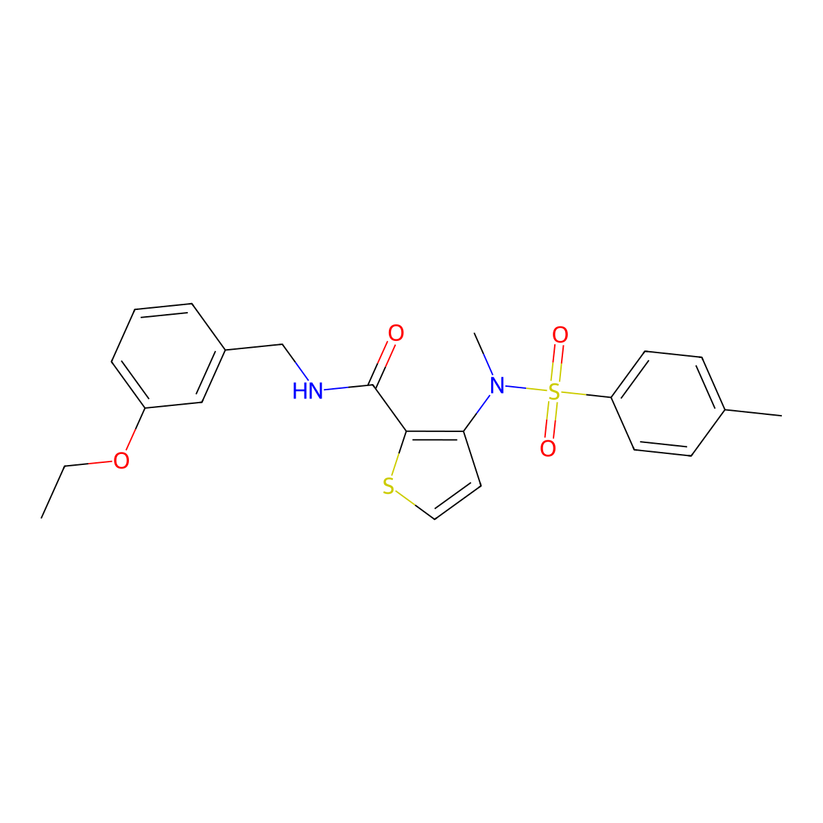 N-[(3-ethoxyphenyl)methyl]-3-(N-methyl4-methylbenzenesulfonamido)thiophene-2-carboxamide molecular structure, CAS 1115933-52-2