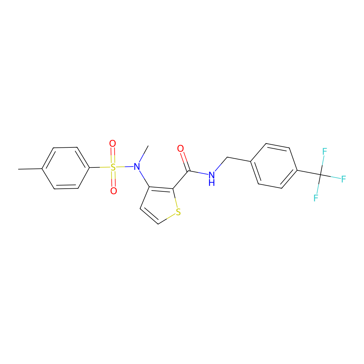 3-(N-methyl4-methylbenzenesulfonamido)-N-{[4-(trifluoromethyl)phenyl]methyl}thiophene-2-carboxamide molecular structure, CAS 1115933-54-4