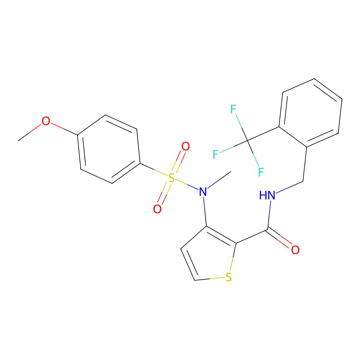 3-(N-methyl4-methoxybenzenesulfonamido)-N-{[2-(trifluoromethyl)phenyl]methyl}thiophene-2-carboxamide molecular structure, CAS 1115933-61-3