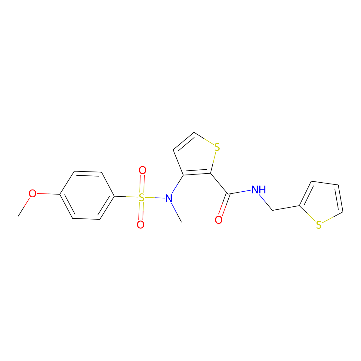 3-(N-methyl4-methoxybenzenesulfonamido)-N-[(thiophen-2-yl)methyl]thiophene-2-carboxamide molecular structure, CAS 1115933-62-4