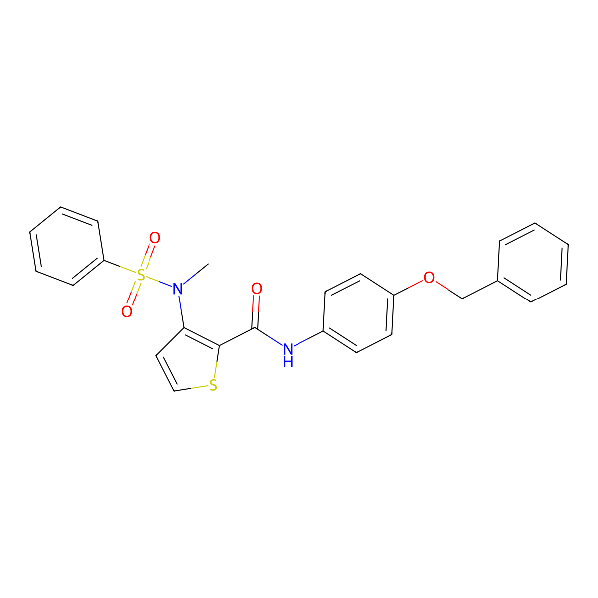 N-(4-(benzyloxy)phenyl)-3-(N-methylphenylsulfonamido)thiophene-2-carboxamide molecular structure, CAS 1115933-64-6