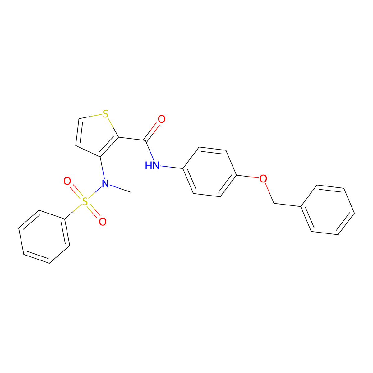 N-(4-(benzyloxy)phenyl)-3-(N-methylphenylsulfonamido)thiophene-2-carboxamide molecular structure, CAS 1115933-64-6