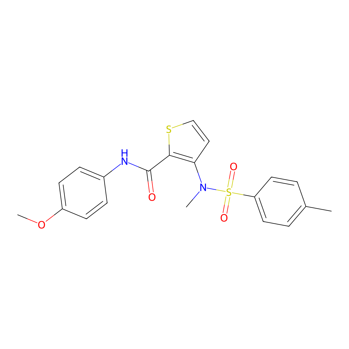 N-(4-methoxyphenyl)-3-(N-methyl4-methylbenzenesulfonamido)thiophene-2-carboxamide molecular structure, CAS 1115933-68-0