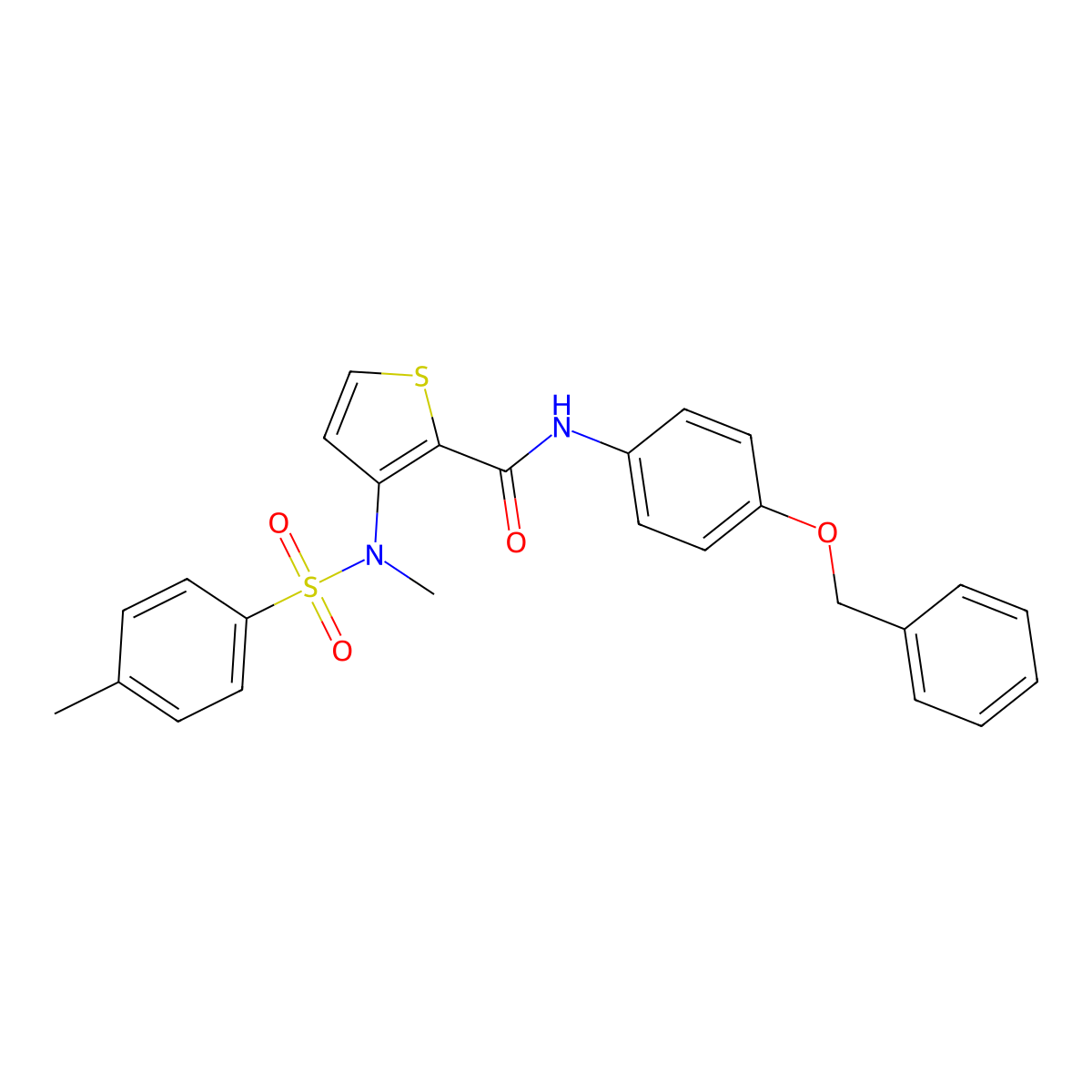 N-[4-(benzyloxy)phenyl]-3-(N-methyl4-methylbenzenesulfonamido)thiophene-2-carboxamide molecular structure, CAS 1115933-69-1