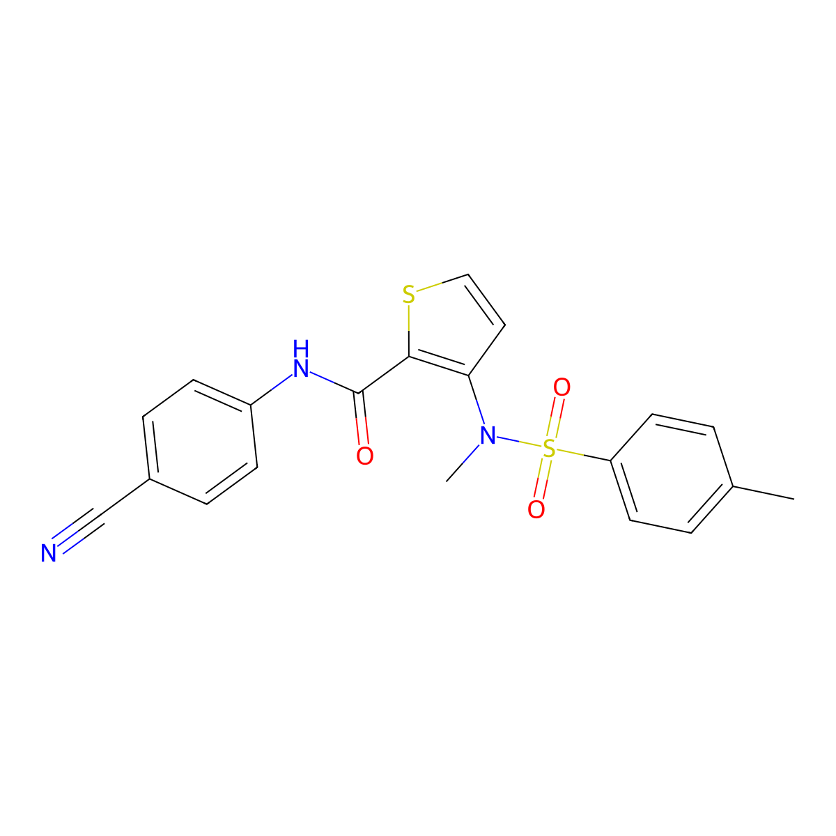 N-(4-cyanophenyl)-3-(N-methyl4-methylbenzenesulfonamido)thiophene-2-carboxamide molecular structure, CAS 1115933-70-4