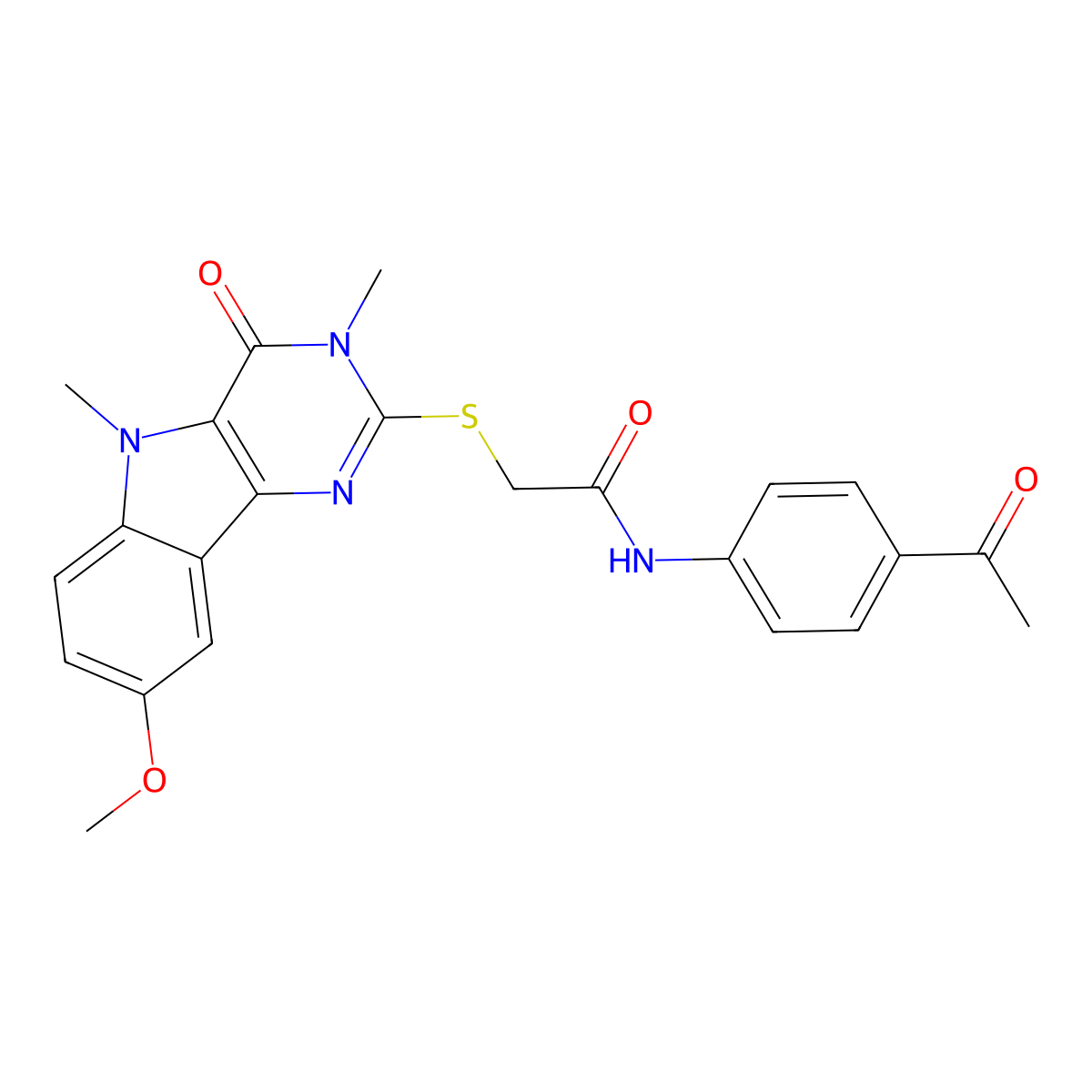 N-(4-acetylphenyl)-2-({8-methoxy-3,5-dimethyl-4-oxo-3H,4H,5H-pyrimido[5,4-b]indol-2-yl}sulfanyl)acetamide molecular structure, CAS 1115934-13-8