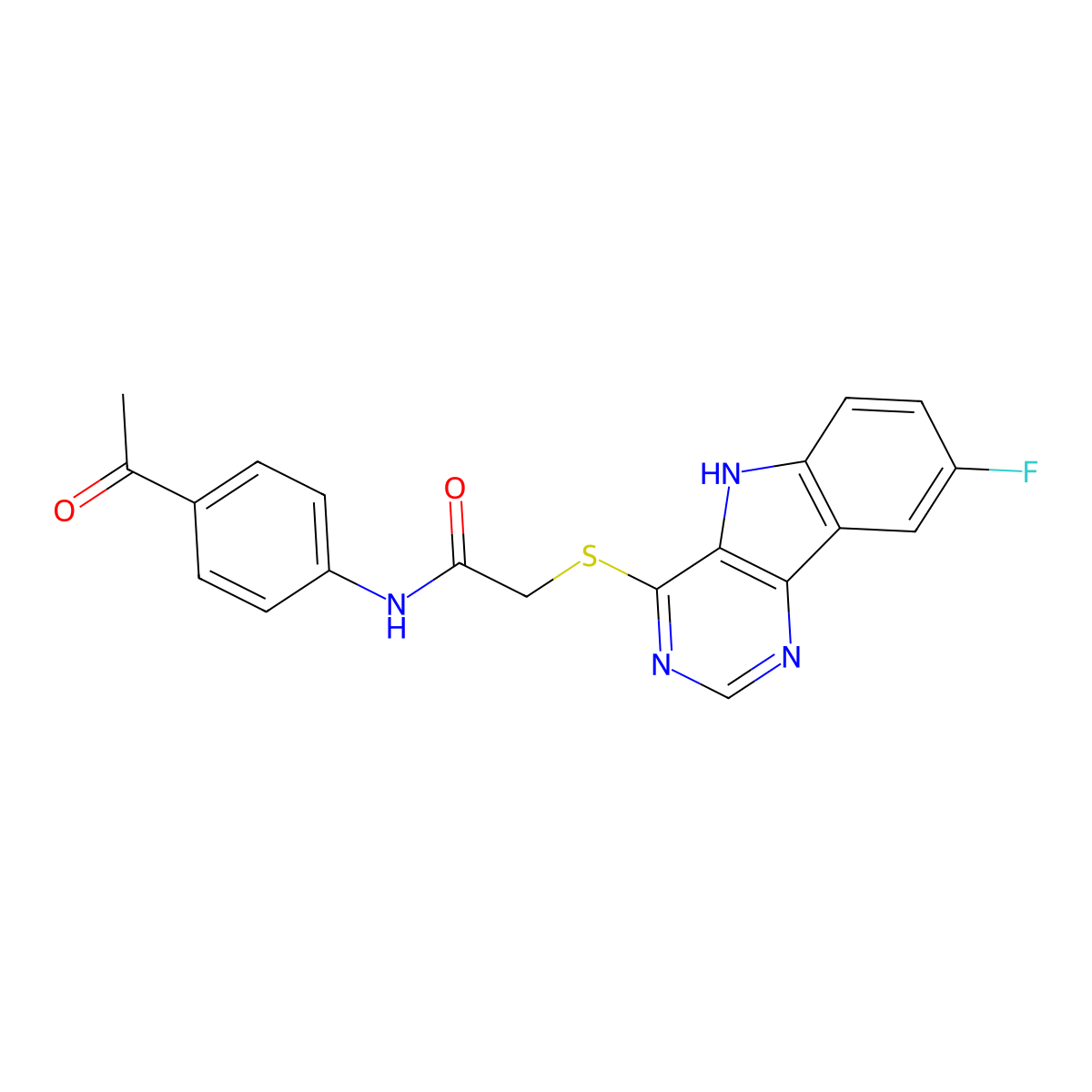 N-(4-acetylphenyl)-2-({8-fluoro-5H-pyrimido[5,4-b]indol-4-yl}sulfanyl)acetamide molecular structure, CAS 1115941-11-1