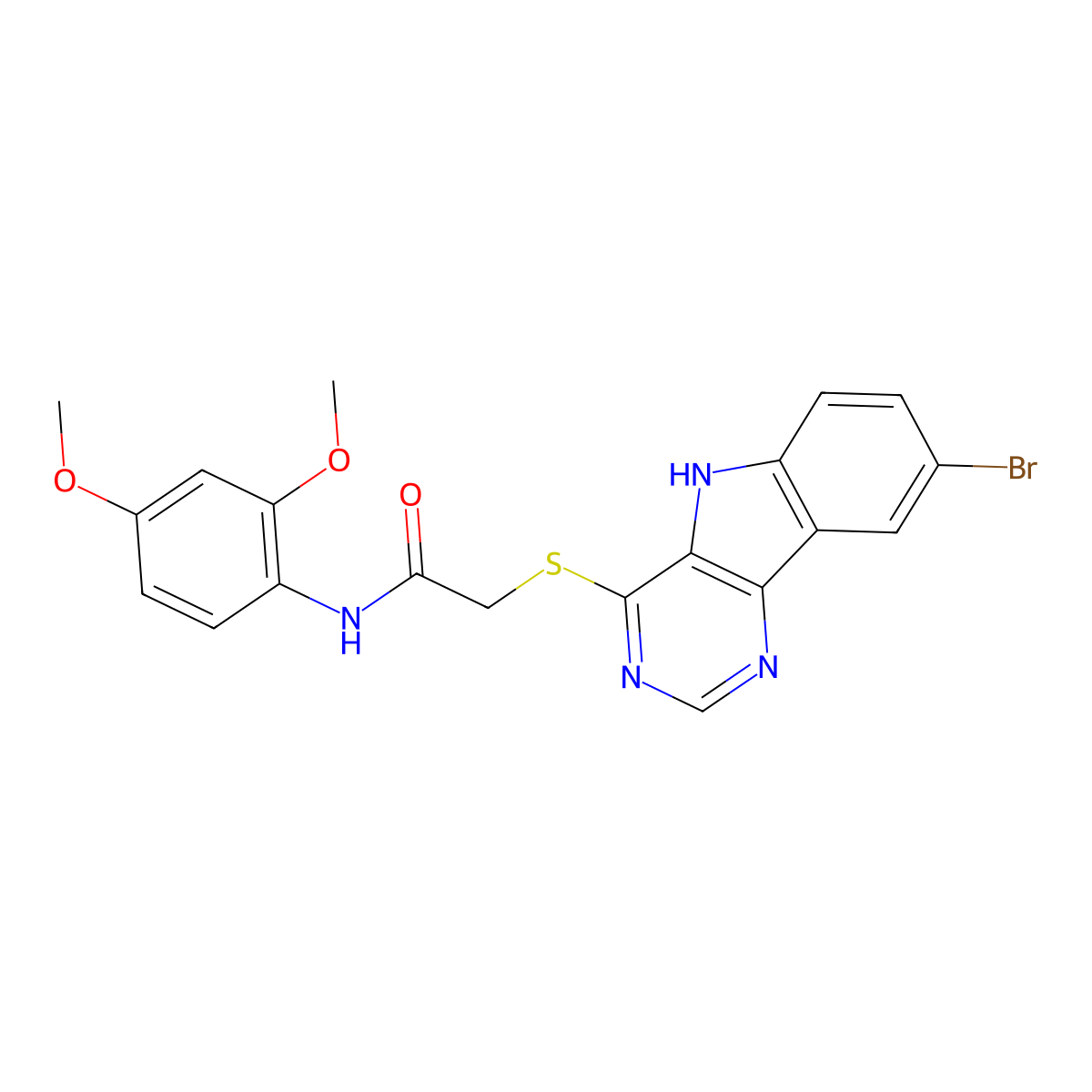 2-({8-bromo-5H-pyrimido[5,4-b]indol-4-yl}sulfanyl)-N-(2,4-dimethoxyphenyl)acetamide molecular structure, CAS 1115941-45-1