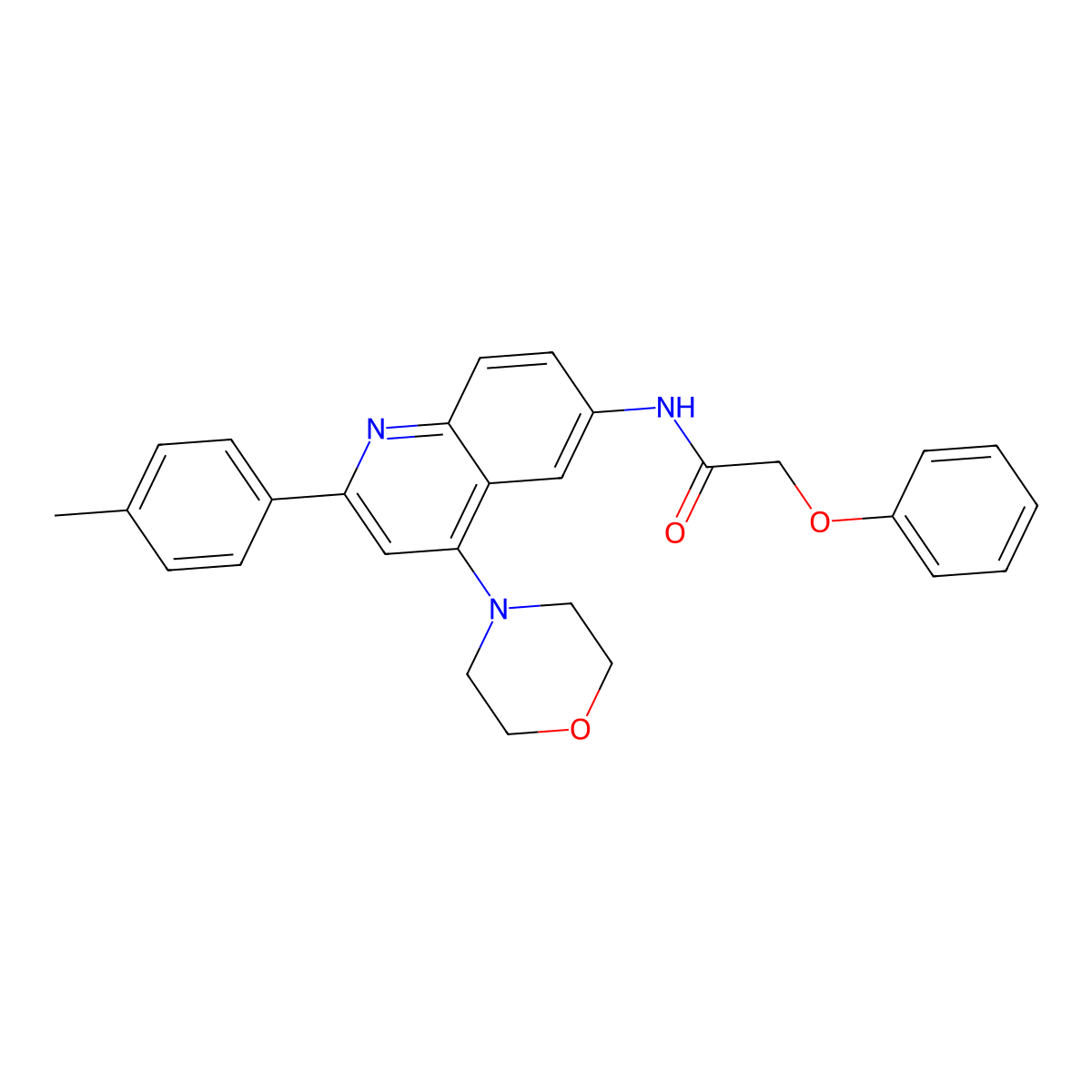 N-(4-morpholino-2-(p-tolyl)quinolin-6-yl)-2-phenoxyacetamide molecular structure, CAS 1115947-62-0