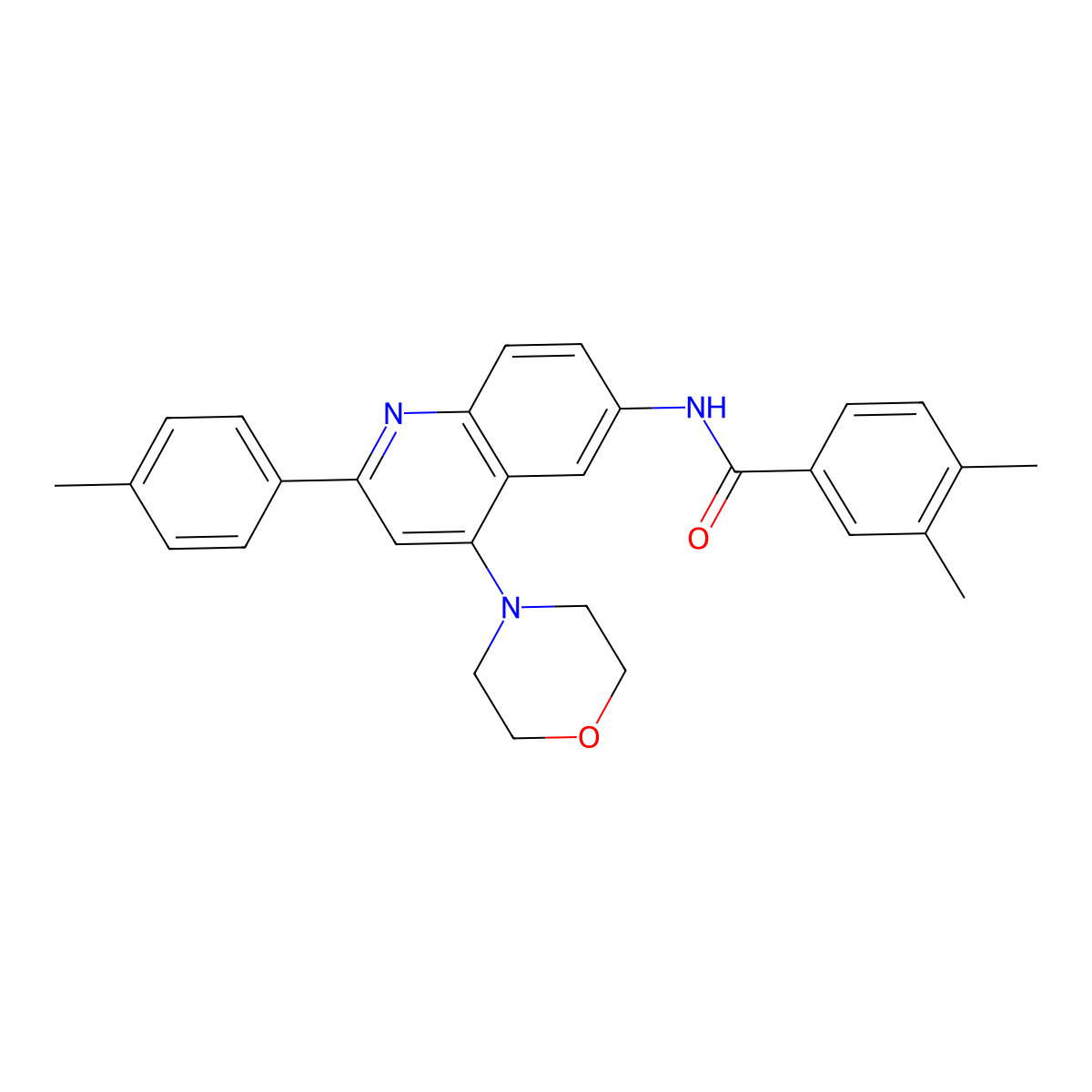 3,4-dimethyl-N-[2-(4-methylphenyl)-4-(morpholin-4-yl)quinolin-6-yl]benzamide molecular structure, CAS 1115947-65-3