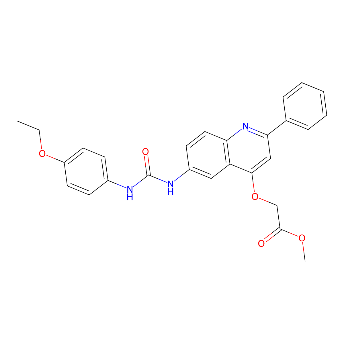Methyl 2-((6-(3-(4-ethoxyphenyl)ureido)-2-phenylquinolin-4-yl)oxy)acetate molecular structure, CAS 1115948-94-1