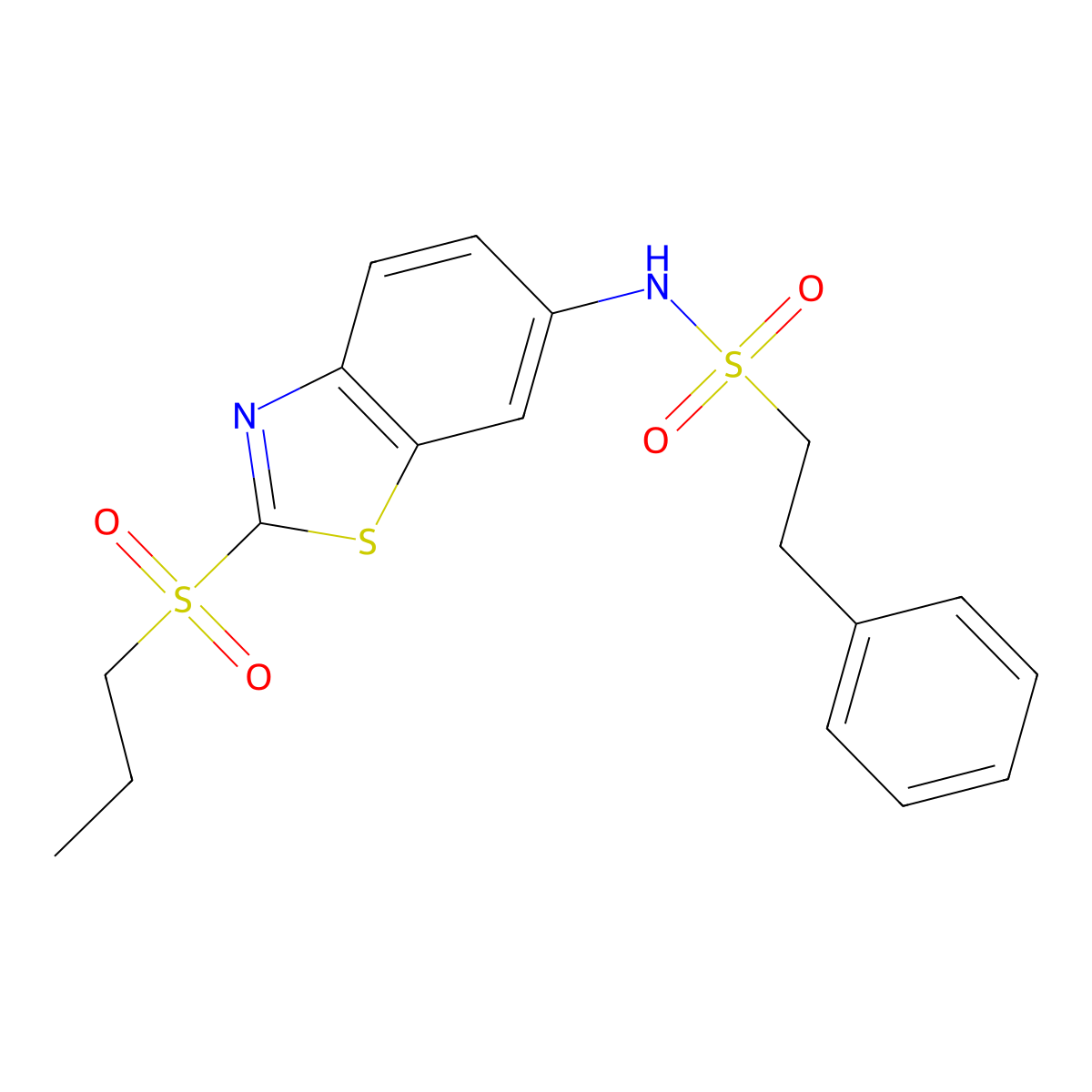 2-Phenyl-N-[2-(propane-1-sulfonyl)-1,3-benzothiazol-6-YL]ethane-1-sulfonamide molecular structure, CAS 1115949-60-4