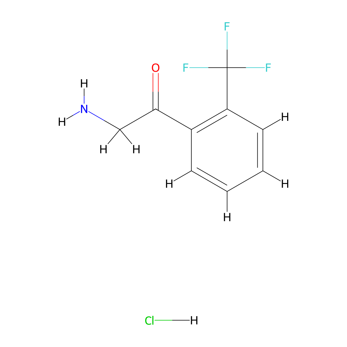 2-Amino-1-(2-(trifluoromethyl)phenyl)ethanone hydrochloride molecular structure, CAS 111595-55-2