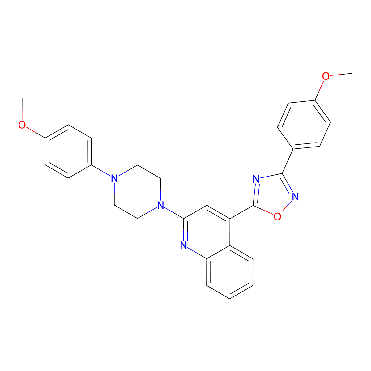 3-(4-Methoxyphenyl)-5-(2-(4-(4-methoxyphenyl)piperazin-1-yl)quinolin-4-yl)-1,2,4-oxadiazole molecular structure, CAS 1115952-56-1