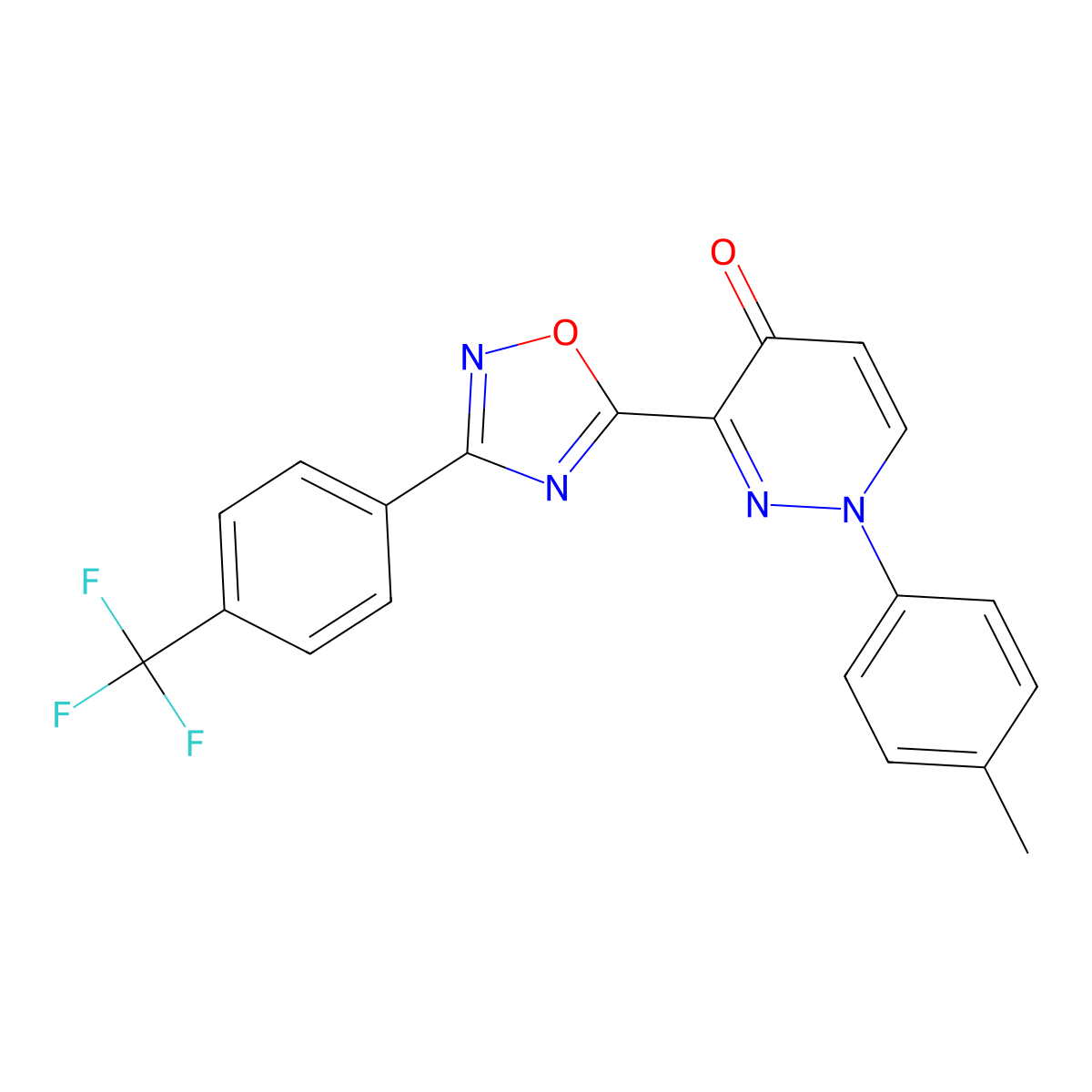 1-(p-tolyl)-3-(3-(4-(trifluoromethyl)phenyl)-1,2,4-oxadiazol-5-yl)pyridazin-4(1H)-one molecular structure, CAS 1115963-56-8