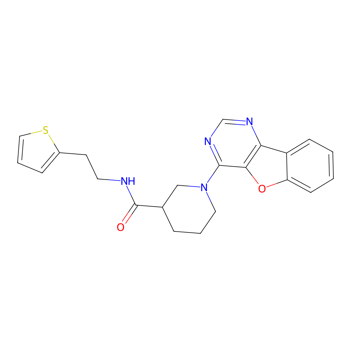 1-([1]benzofuro[3,2-d]pyrimidin-4-yl)-N-[2-(thiophen-2-yl)ethyl]piperidine-3-carboxamide molecular structure, CAS 1115966-60-3