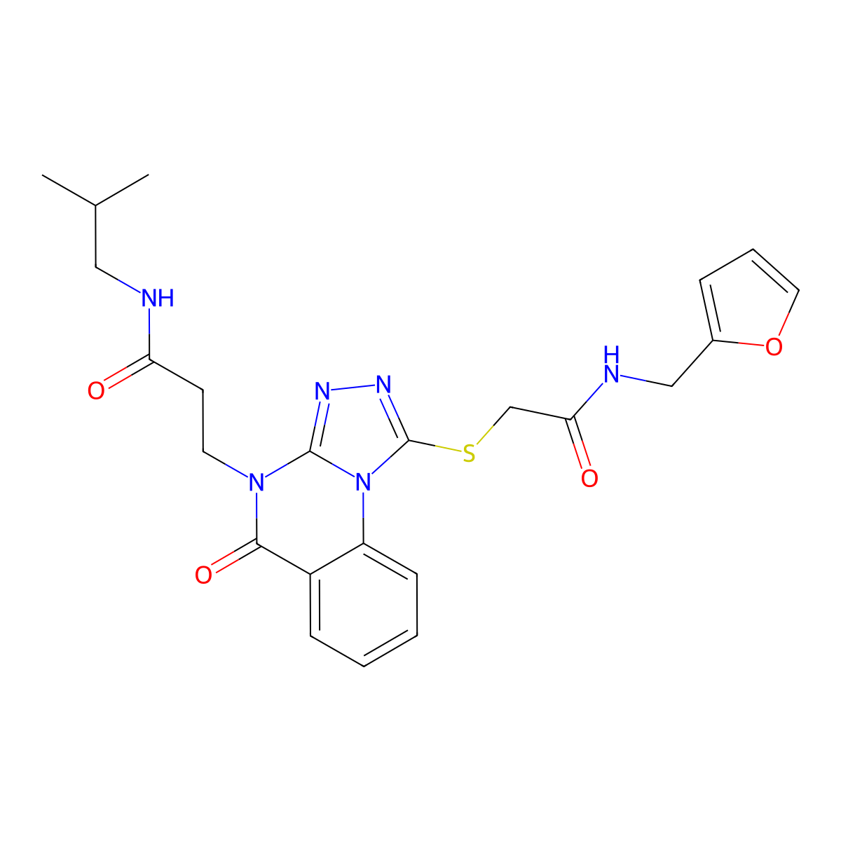 3-(1-((2-((furan-2-ylmethyl)amino)-2-oxoethyl)thio)-5-oxo-[1,2,4]triazolo[4,3-a]quinazolin-4(5H)-yl)-N-isobutylpropanamide molecular structure, CAS 1115967-06-0