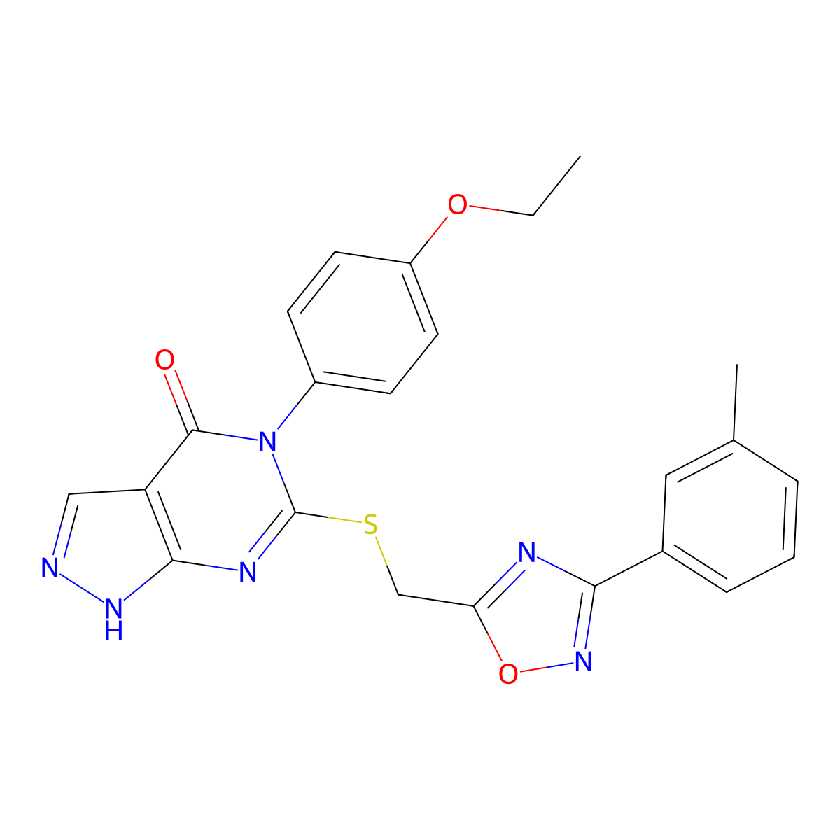 5-(4-ethoxyphenyl)-6-({[3-(3-methylphenyl)-1,2,4-oxadiazol-5-yl]methyl}sulfanyl)-1H,4H,5H-pyrazolo[3,4-d]pyrimidin-4-one molecular structure, CAS 1115967-09-3