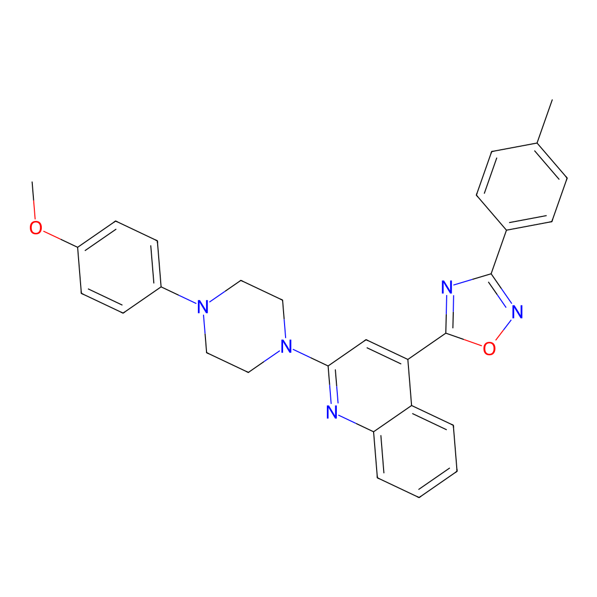 5-(2-(4-(4-Methoxyphenyl)piperazin-1-yl)quinolin-4-yl)-3-(p-tolyl)-1,2,4-oxadiazole molecular structure, CAS 1115970-43-8