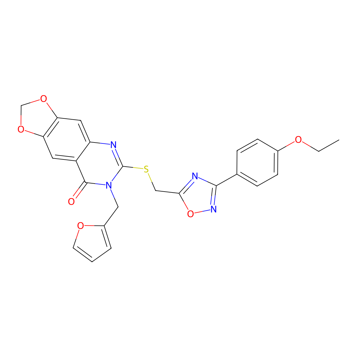 6-({[3-(4-ethoxyphenyl)-1,2,4-oxadiazol-5-yl]methyl}sulfanyl)-7-[(furan-2-yl)methyl]-2H,7H,8H-[1,3]dioxolo[4,5-g]quinazolin-8-one molecular structure, CAS 1115970-69-8