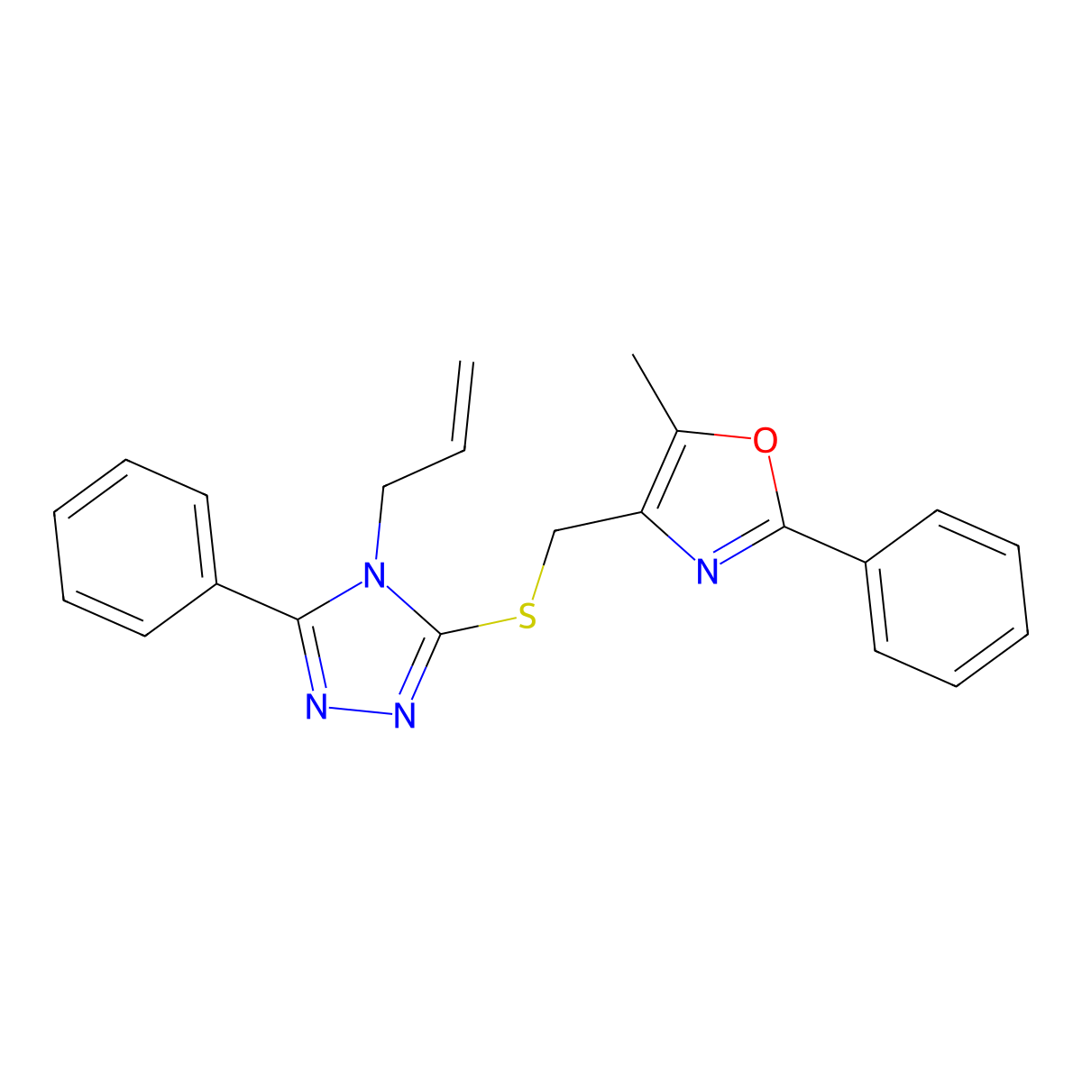 4-(((4-allyl-5-phenyl-4H-1,2,4-triazol-3-yl)thio)methyl)-5-methyl-2-phenyloxazole molecular structure, CAS 1115970-79-0