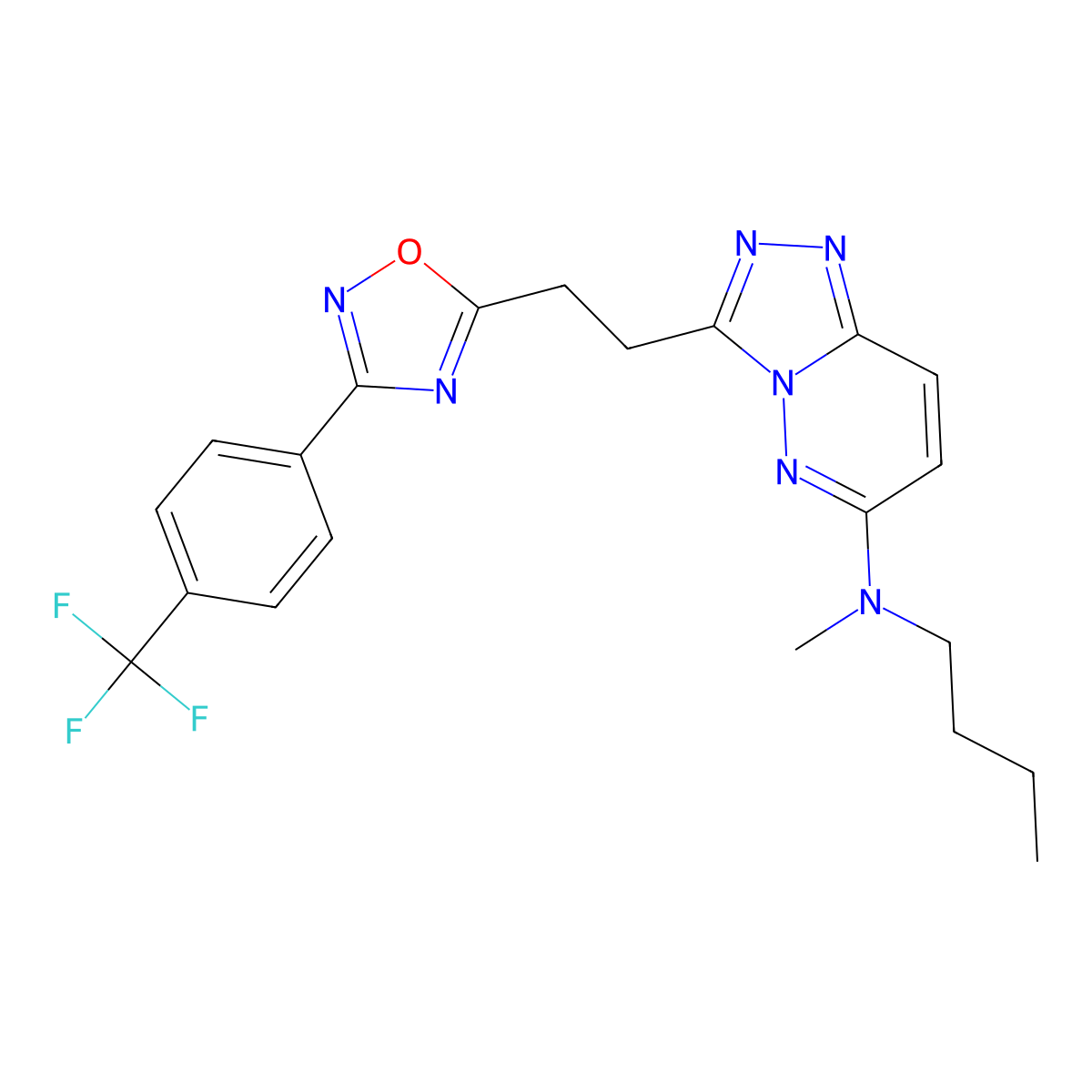 N-butyl-N-methyl-3-(2-{3-[4-(trifluoromethyl)phenyl]-1,2,4-oxadiazol-5-yl}ethyl)-[1,2,4]triazolo[4,3-b]pyridazin-6-amine molecular structure, CAS 1115970-82-5