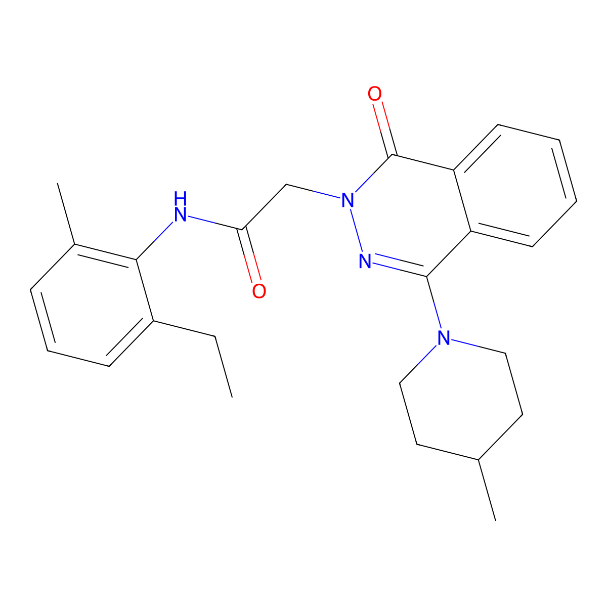 N-(2-ethyl-6-methylphenyl)-2-[4-(4-methylpiperidin-1-yl)-1-oxo-1,2-dihydrophthalazin-2-yl]acetamide molecular structure, CAS 1115976-15-2