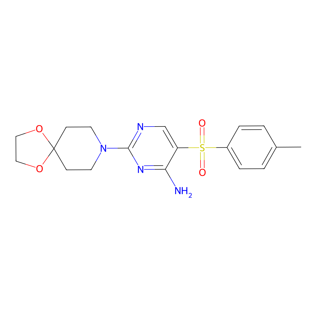 2-(1,4-Dioxa-8-azaspiro[4.5]decan-8-yl)-5-tosylpyrimidin-4-amine molecular structure, CAS 1115976-35-6