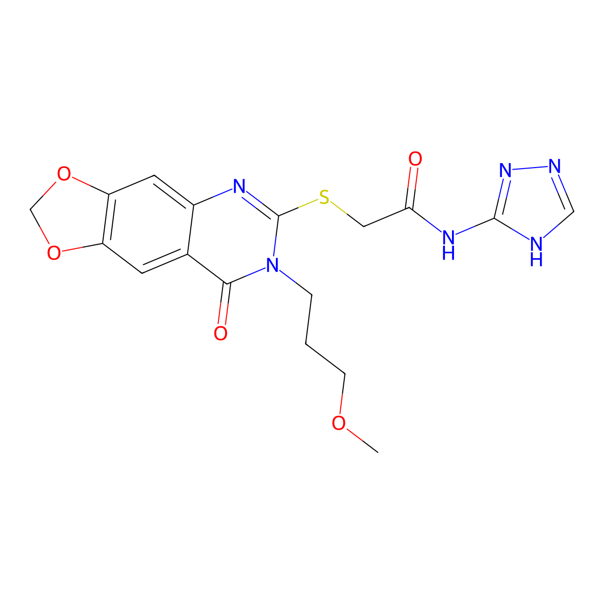 2-{[7-(3-methoxypropyl)-8-oxo-2H,7H,8H-[1,3]dioxolo[4,5-g]quinazolin-6-yl]sulfanyl}-N-(4H-1,2,4-triazol-3-yl)acetamide molecular structure, CAS 1115976-47-0