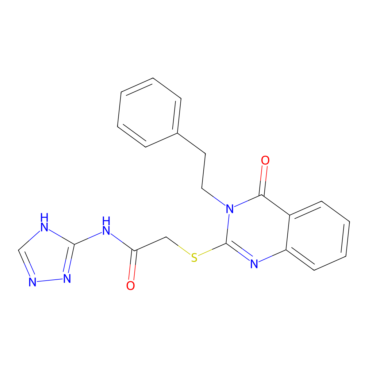 2-{[4-oxo-3-(2-phenylethyl)-3,4-dihydroquinazolin-2-yl]sulfanyl}-N-(4H-1,2,4-triazol-3-yl)acetamide molecular structure, CAS 1115976-48-1