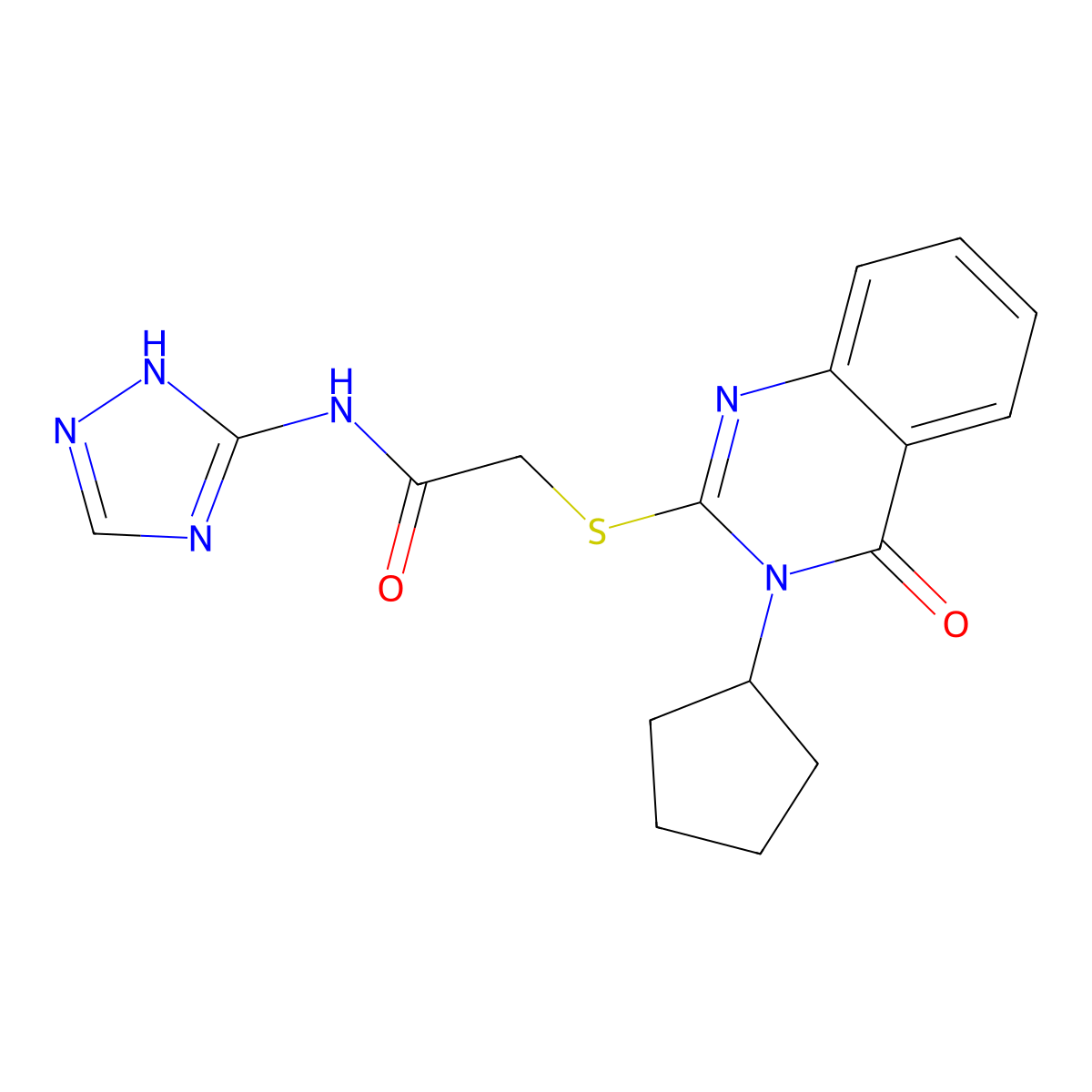 2-[(3-cyclopentyl-4-oxo-3,4-dihydroquinazolin-2-yl)sulfanyl]-N-(4H-1,2,4-triazol-3-yl)acetamide molecular structure, CAS 1115976-52-7
