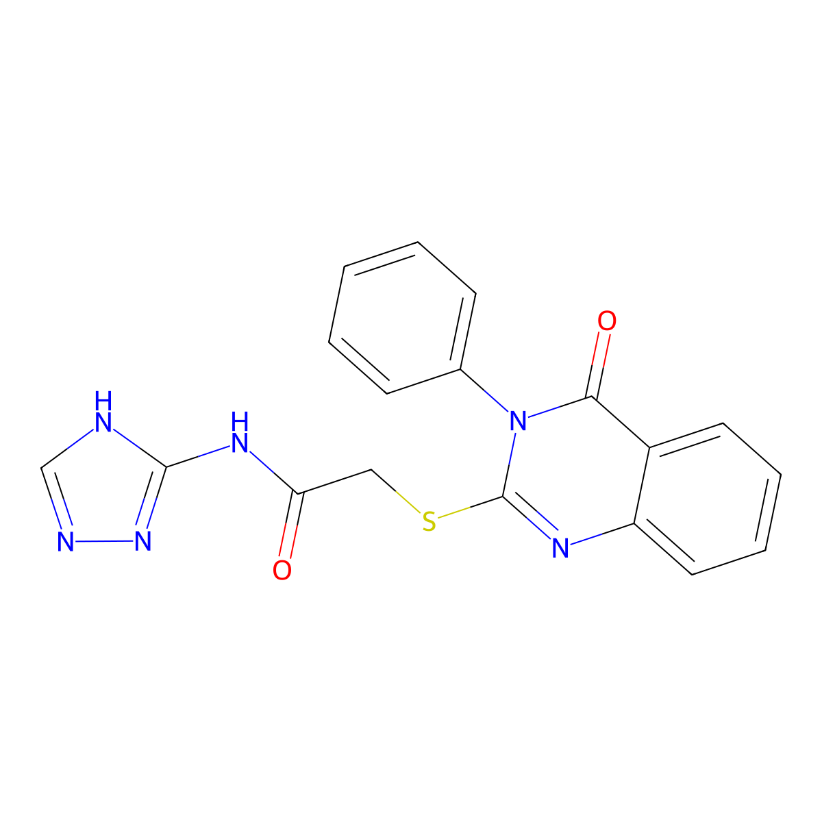 2-[(4-oxo-3-phenyl-3,4-dihydroquinazolin-2-yl)sulfanyl]-N-(4H-1,2,4-triazol-3-yl)acetamide molecular structure, CAS 1115976-53-8