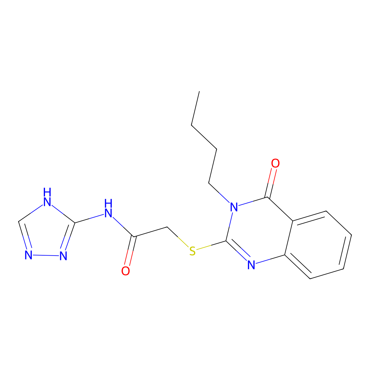 2-[(3-butyl-4-oxo-3,4-dihydroquinazolin-2-yl)sulfanyl]-N-(4H-1,2,4-triazol-3-yl)acetamide molecular structure, CAS 1115976-55-0