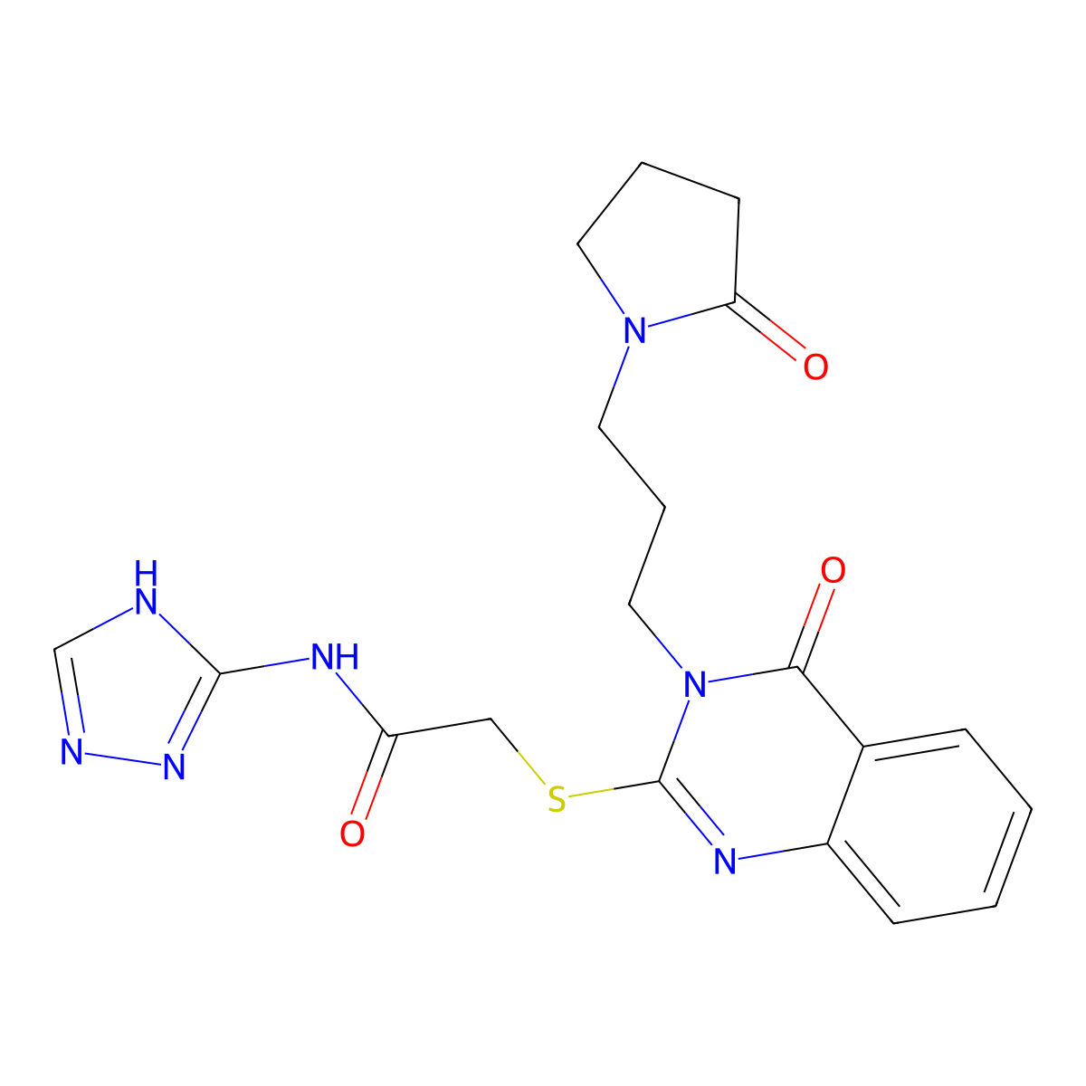 2-({4-oxo-3-[3-(2-oxopyrrolidin-1-yl)propyl]-3,4-dihydroquinazolin-2-yl}sulfanyl)-N-(4H-1,2,4-triazol-3-yl)acetamide molecular structure, CAS 1115976-57-2