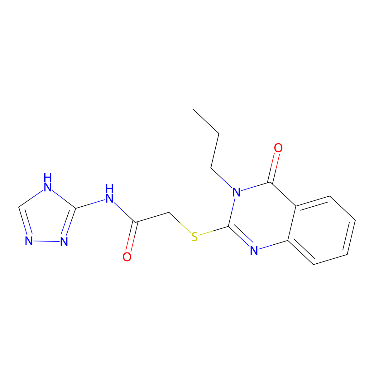 2-((4-oxo-3-propyl-3,4-dihydroquinazolin-2-yl)thio)-N-(4H-1,2,4-triazol-3-yl)acetamide molecular structure, CAS 1115976-59-4
