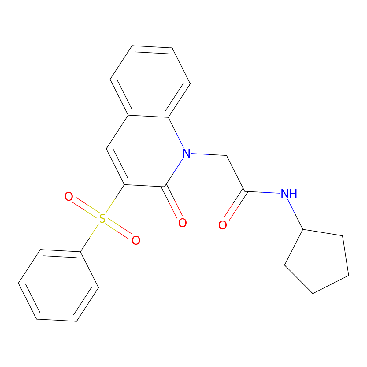 2-[3-(benzenesulfonyl)-2-oxo-1,2-dihydroquinolin-1-yl]-N-cyclopentylacetamide molecular structure, CAS 1115979-49-1