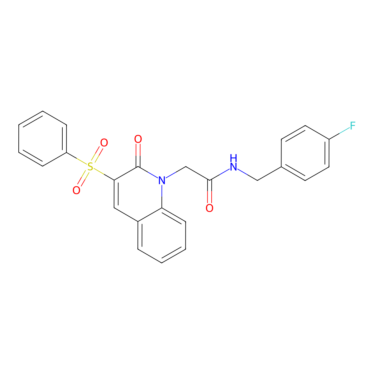 2-[3-(benzenesulfonyl)-2-oxo-1,2-dihydroquinolin-1-yl]-N-[(4-fluorophenyl)methyl]acetamide molecular structure, CAS 1115979-51-5