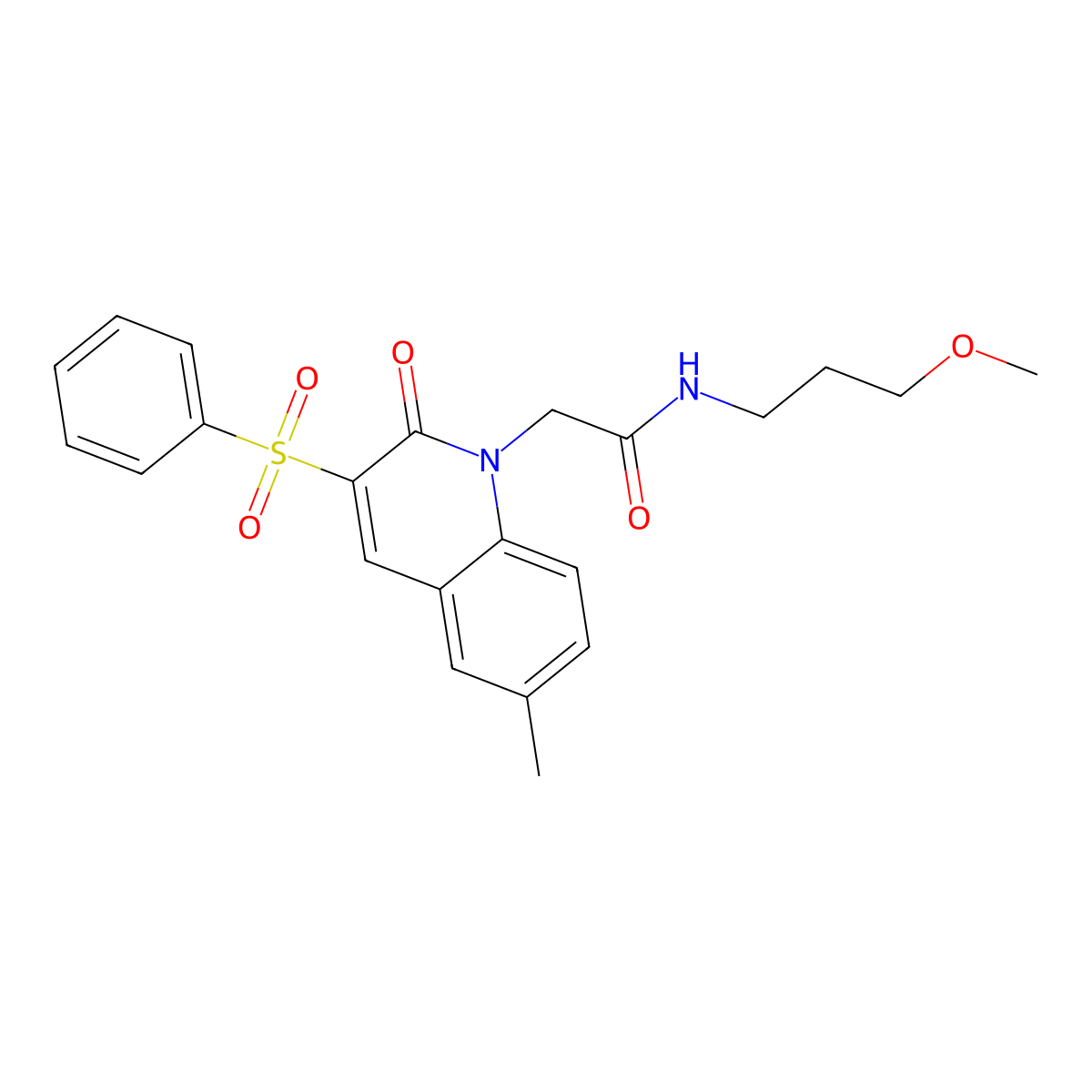 2-[3-(benzenesulfonyl)-6-methyl-2-oxo-1,2-dihydroquinolin-1-yl]-N-(3-methoxypropyl)acetamide molecular structure, CAS 1115979-54-8