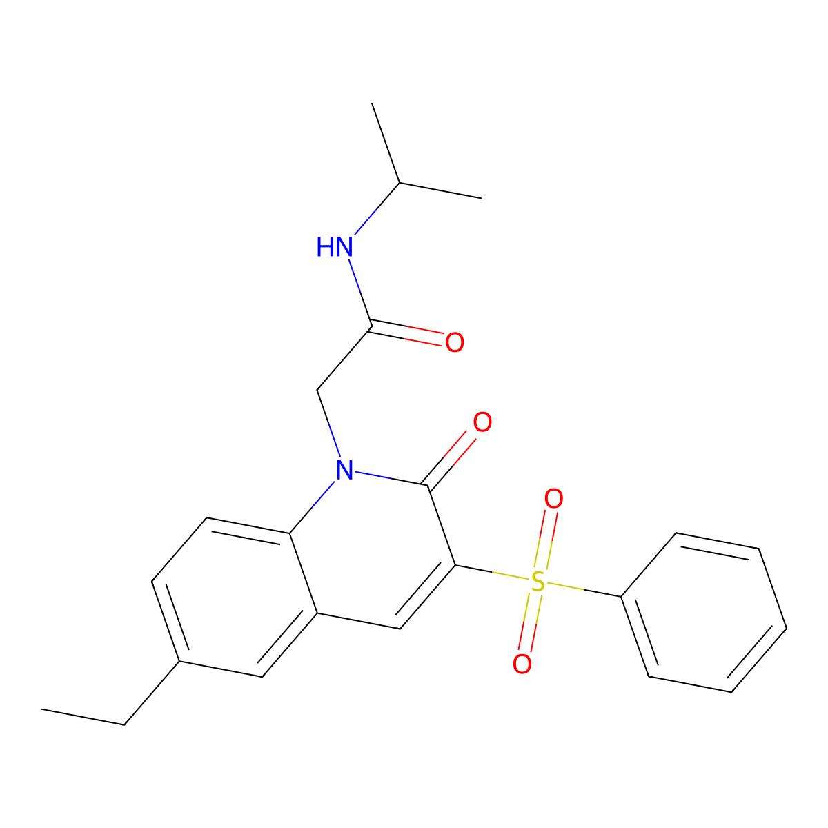 2-[3-(benzenesulfonyl)-6-ethyl-2-oxo-1,2-dihydroquinolin-1-yl]-N-(propan-2-yl)acetamide molecular structure, CAS 1115979-56-0