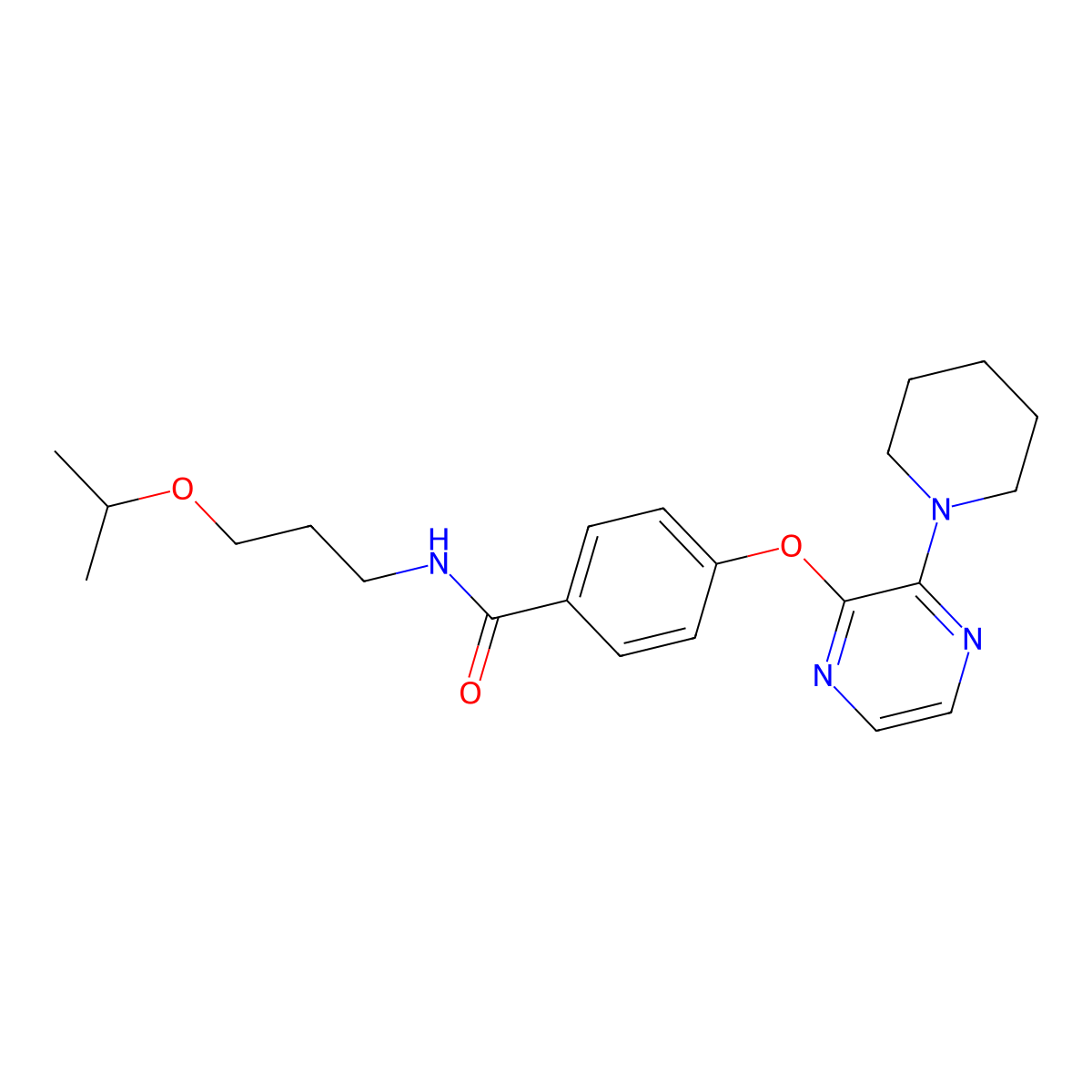 4-{[3-(piperidin-1-yl)pyrazin-2-yl]oxy}-N-[3-(propan-2-yloxy)propyl]benzamide molecular structure, CAS 1115979-61-7