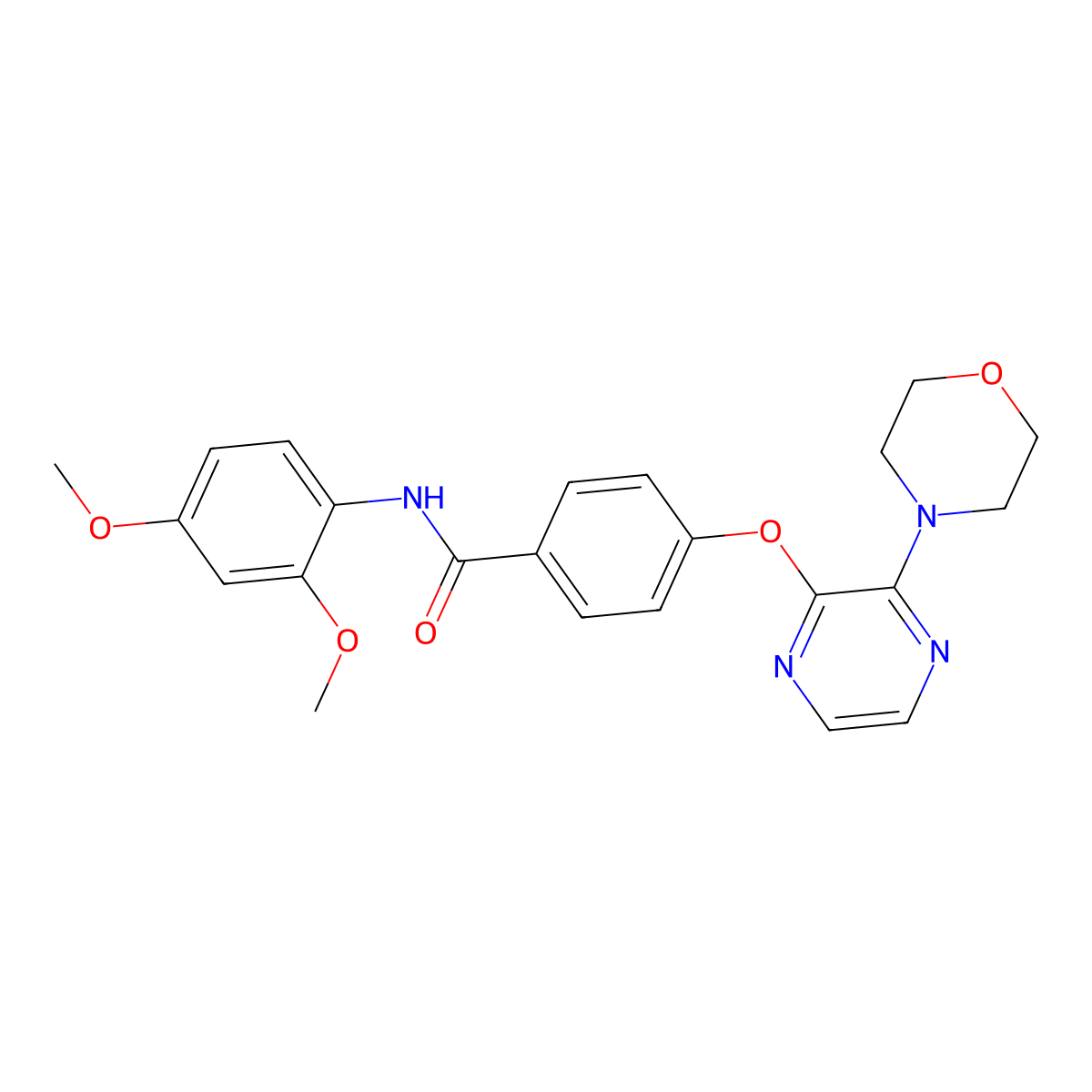 N-(2,4-dimethoxyphenyl)-4-{[3-(morpholin-4-yl)pyrazin-2-yl]oxy}benzamide molecular structure, CAS 1115979-69-5