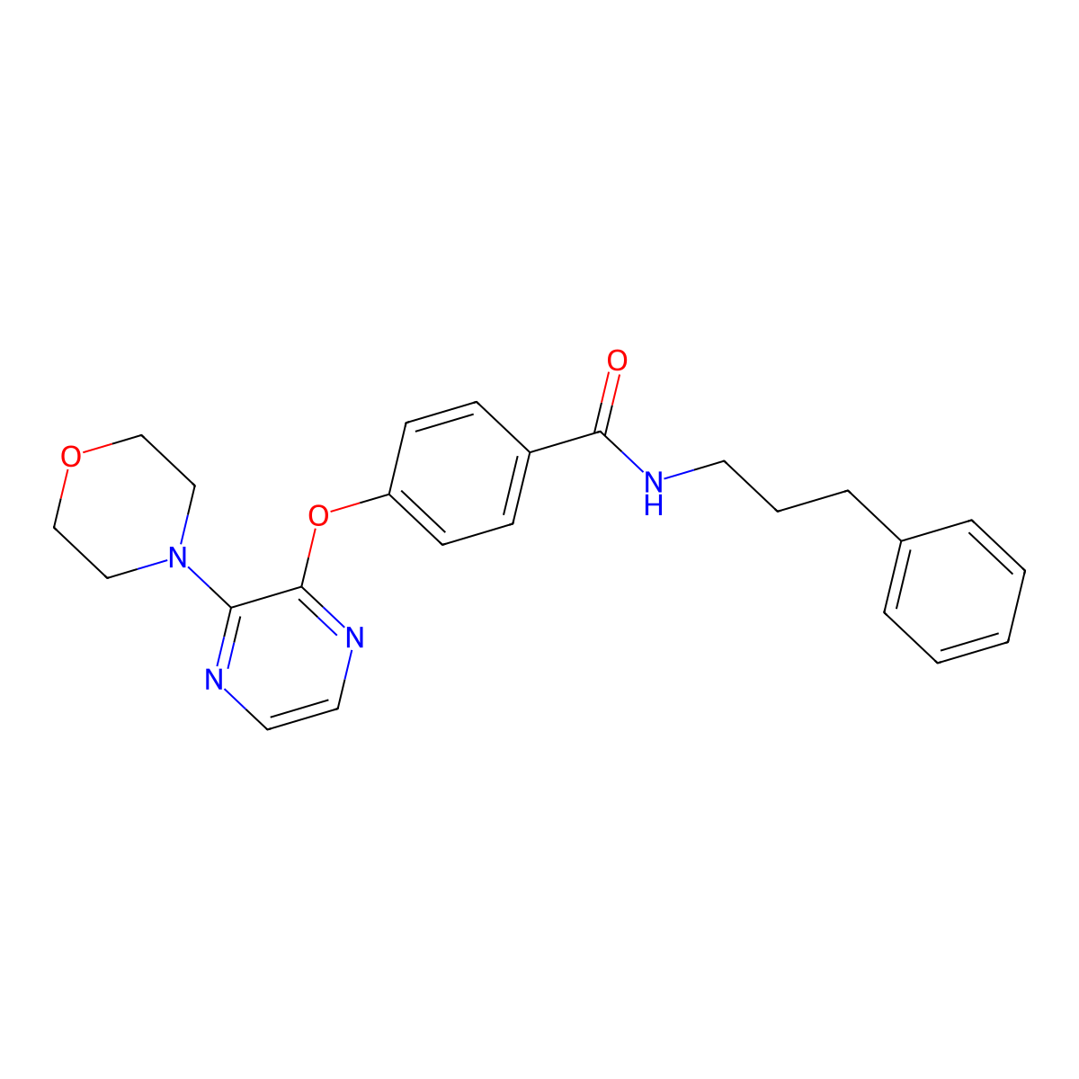 4-{[3-(morpholin-4-yl)pyrazin-2-yl]oxy}-N-(3-phenylpropyl)benzamide molecular structure, CAS 1115979-76-4