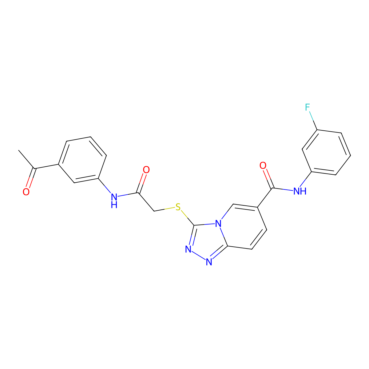 3-({[(3-acetylphenyl)carbamoyl]methyl}sulfanyl)-N-(3-fluorophenyl)-[1,2,4]triazolo[4,3-a]pyridine-6-carboxamide molecular structure, CAS 1115981-90-2