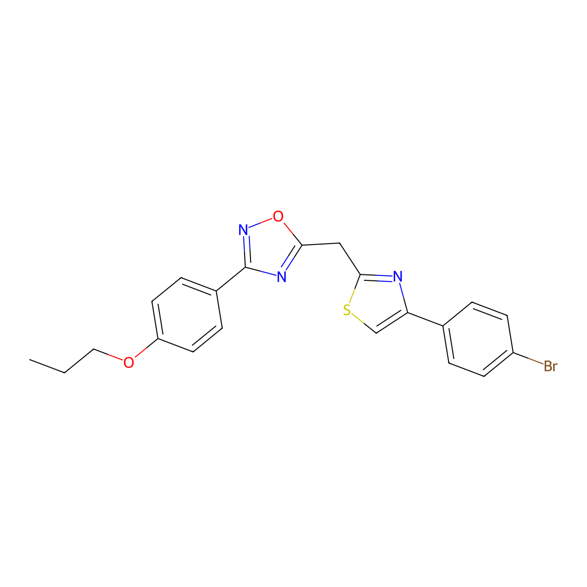 5-{[4-(4-Bromophenyl)-1,3-thiazol-2-yl]methyl}-3-(4-propoxyphenyl)-1,2,4-oxadiazole molecular structure, CAS 1115989-71-3