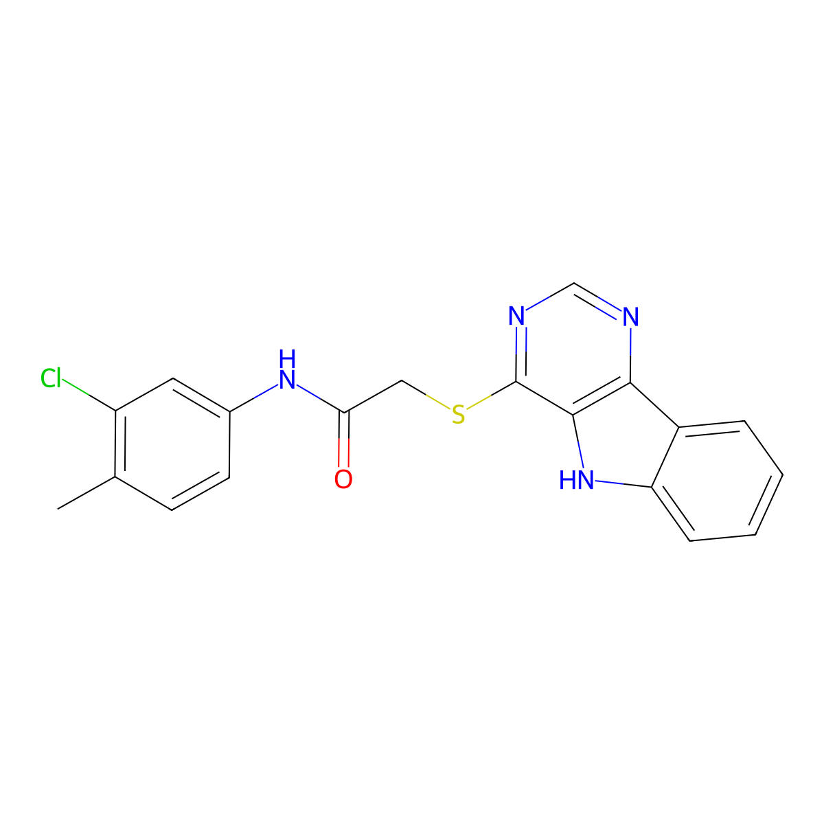 N-(3-chloro-4-methylphenyl)-2-{5H-pyrimido[5,4-b]indol-4-ylsulfanyl}acetamide molecular structure, CAS 1115997-08-4
