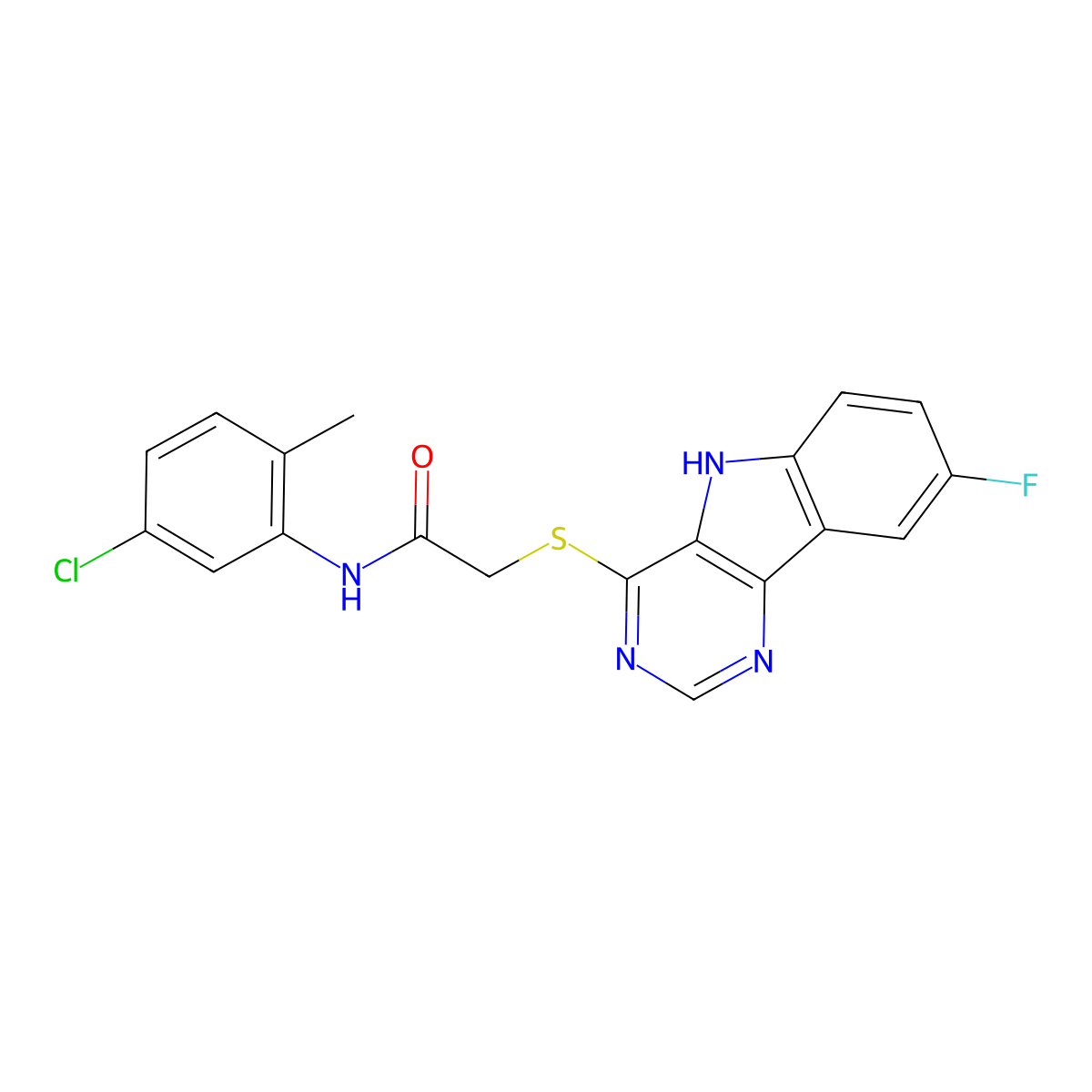 N-(5-chloro-2-methylphenyl)-2-({8-fluoro-5H-pyrimido[5,4-b]indol-4-yl}sulfanyl)acetamide molecular structure, CAS 1115997-38-0