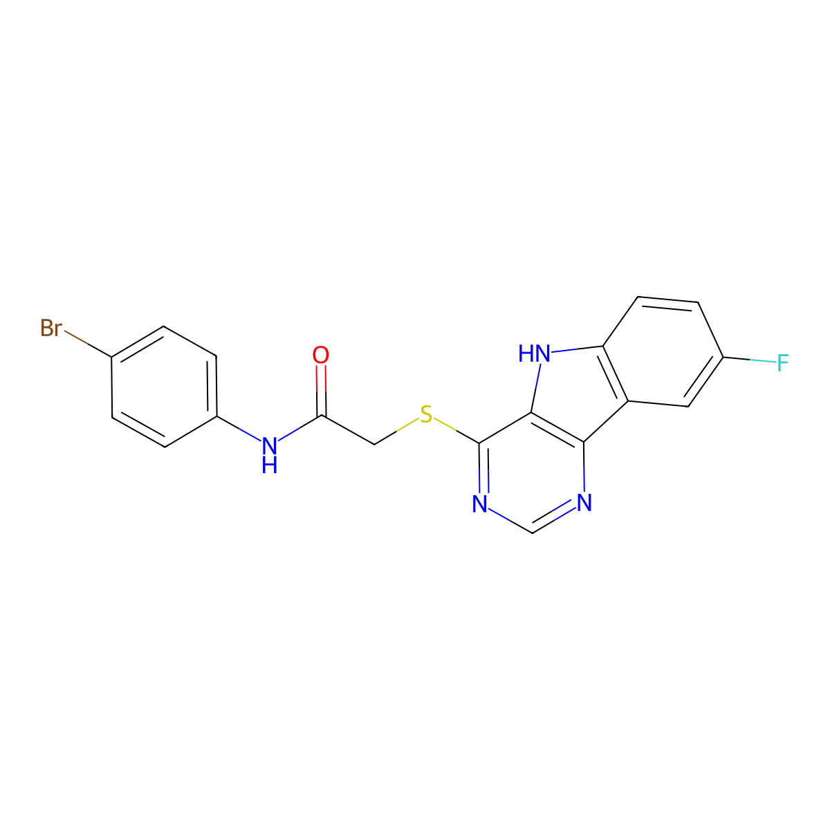 N-(4-bromophenyl)-2-({8-fluoro-5H-pyrimido[5,4-b]indol-4-yl}sulfanyl)acetamide molecular structure, CAS 1115997-49-3