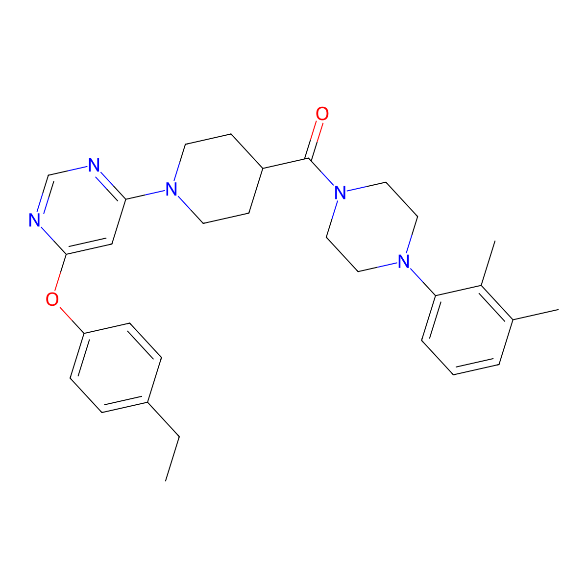 4-{4-[4-(2,3-Dimethylphenyl)piperazine-1-carbonyl]piperidin-1-yl}-6-(4-ethylphenoxy)pyrimidine molecular structure, CAS 1115998-93-0