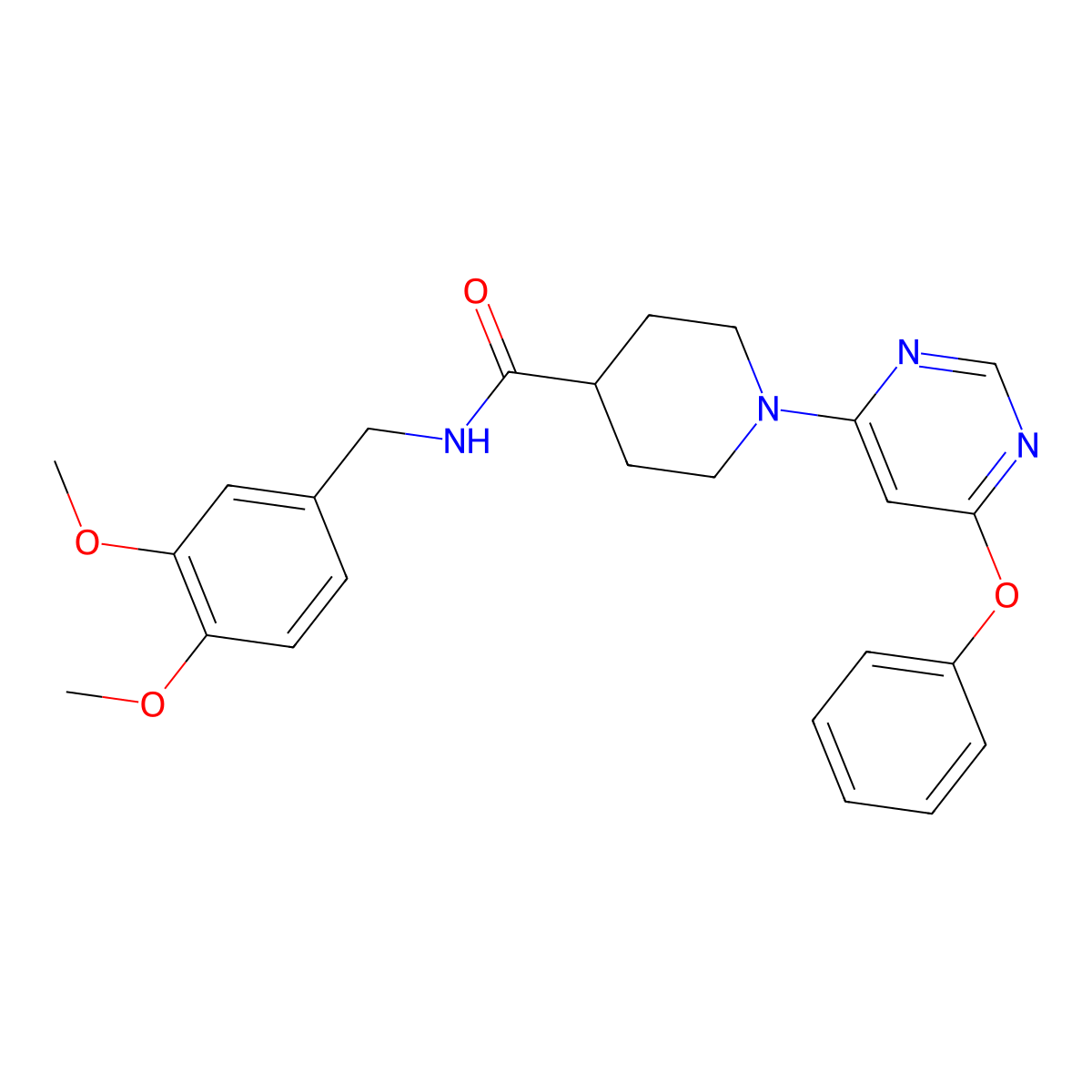 N-(3,4-dimethoxybenzyl)-1-(6-phenoxypyrimidin-4-yl)piperidine-4-carboxamide molecular structure, CAS 1115998-98-5